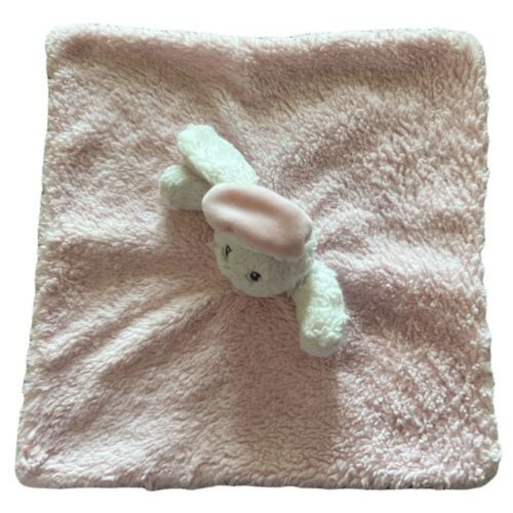 Blankets And Beyond Lovey Bunny Rabbit White Pink Soft‎ Baby Blanket